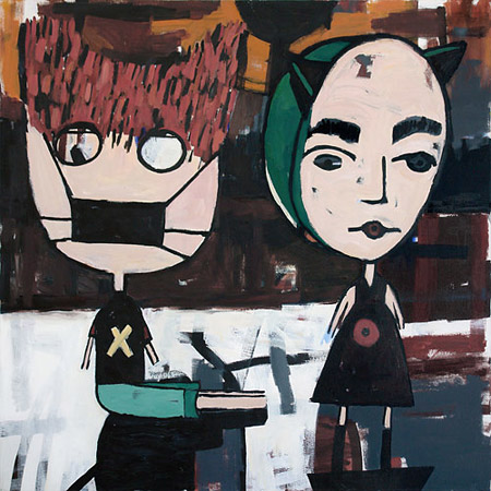 acrylic and oil on canvas