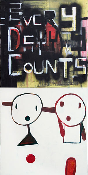 acrylic, oil and enamel on canvas
